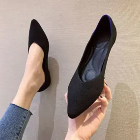 Purpdrank - 2023 Printing Women Shoes Flats Single Shoes Spring Autumn Knitted Pointed Shoes Flat Comfortable Plus Size 43