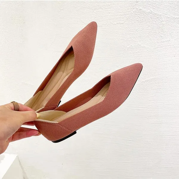 Purpdrank - 2023 Printing Women Shoes Flats Single Shoes Spring Autumn Knitted Pointed Shoes Flat Comfortable Plus Size 43