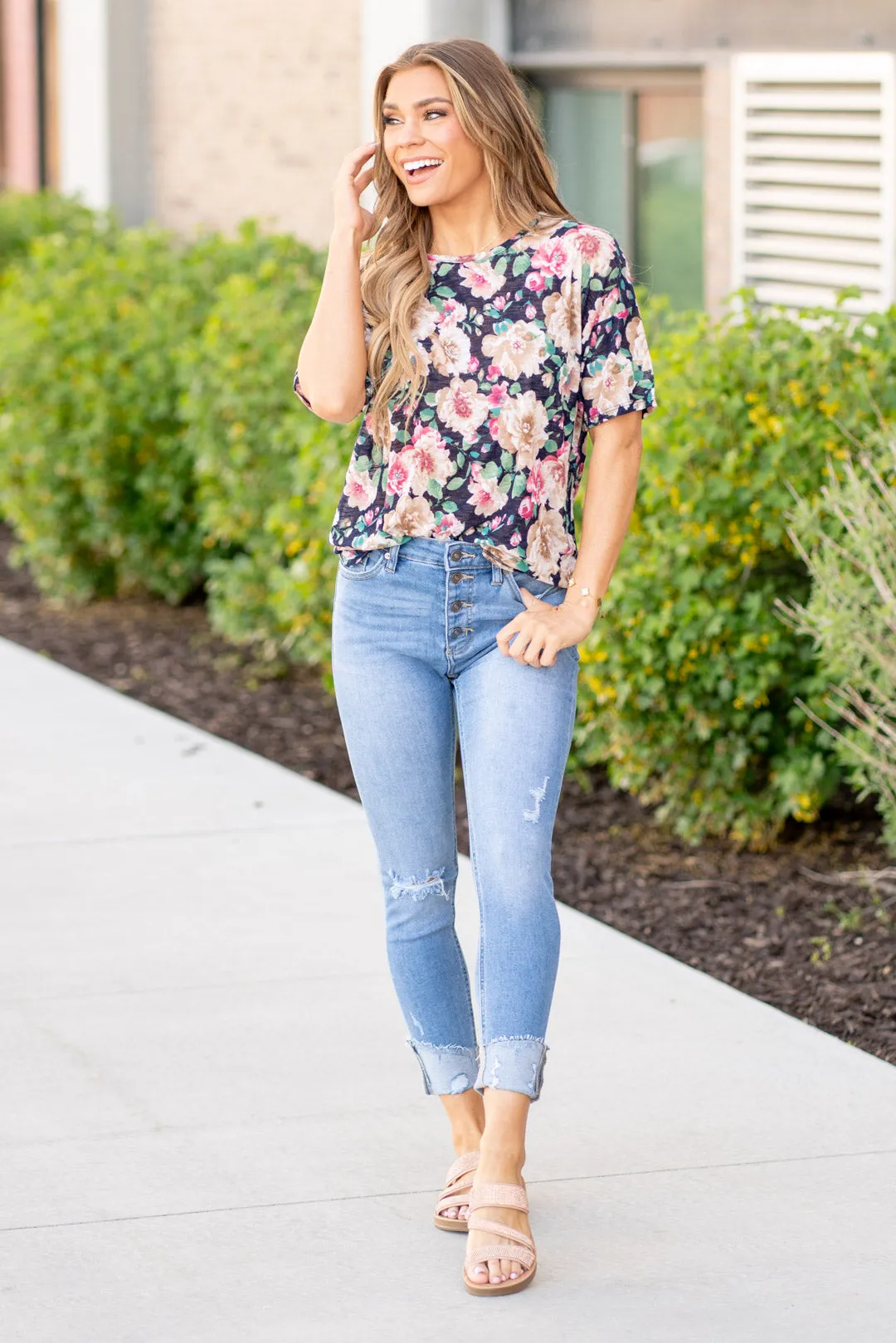 Rhonda Distressed High Rise Button Fly Skinny