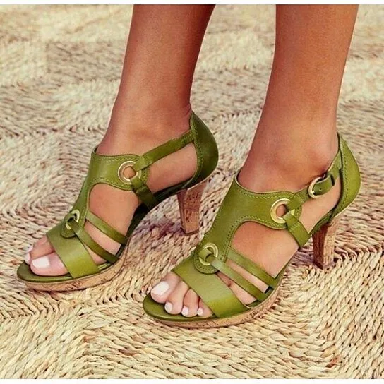 Roman Round Toe High Heel Sandals