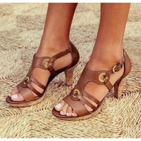 Roman Round Toe High Heel Sandals