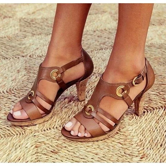 Roman Round Toe High Heel Sandals