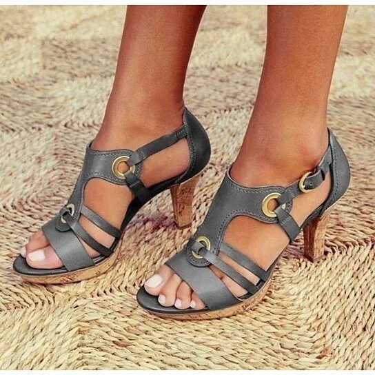 Roman Round Toe High Heel Sandals
