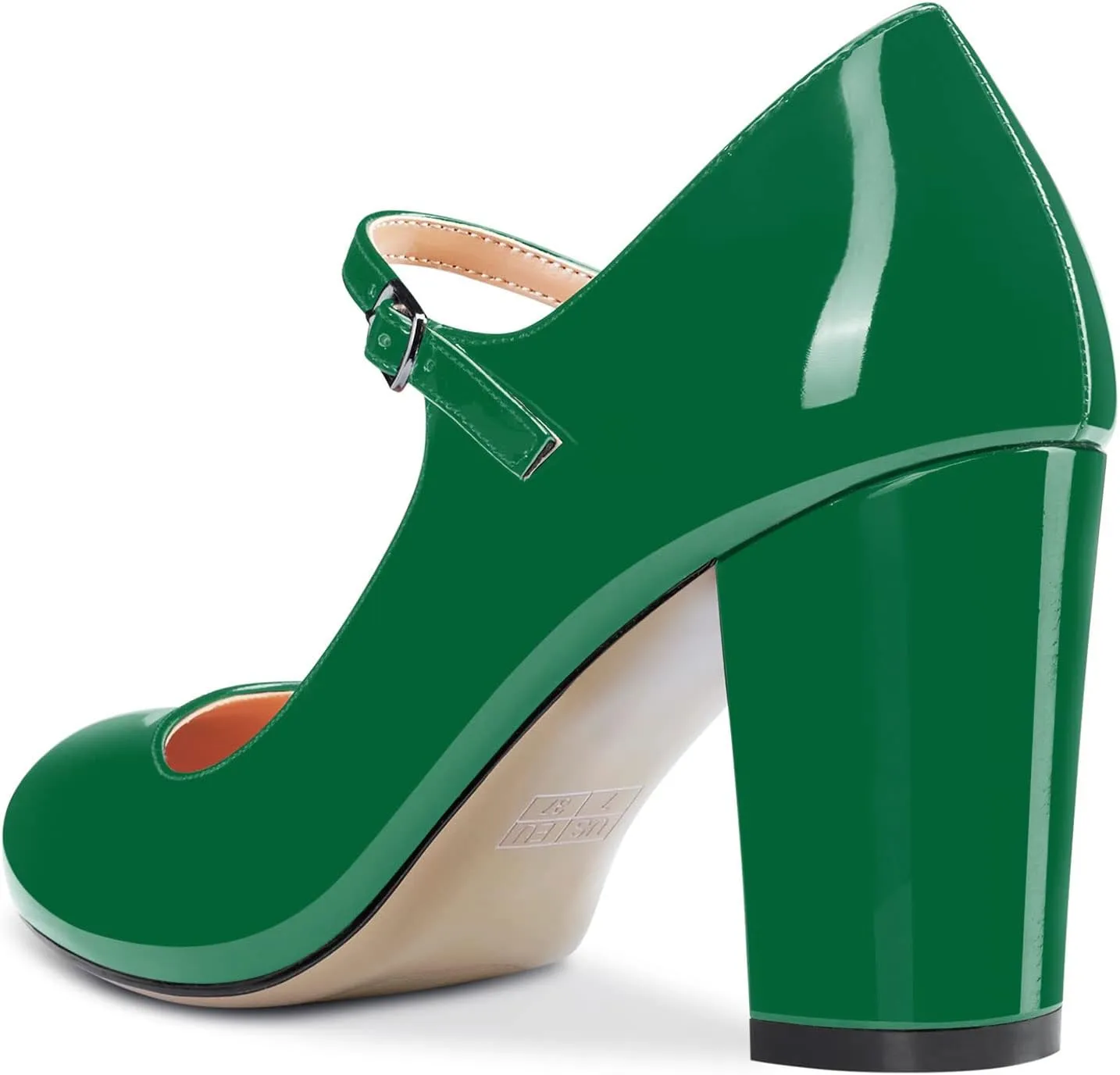 Saekcted Women Chunky Heel Pumps Mary Jane High Heels Round-Toe Shoes Dinner Wedding Pump 3Inch Block Heels