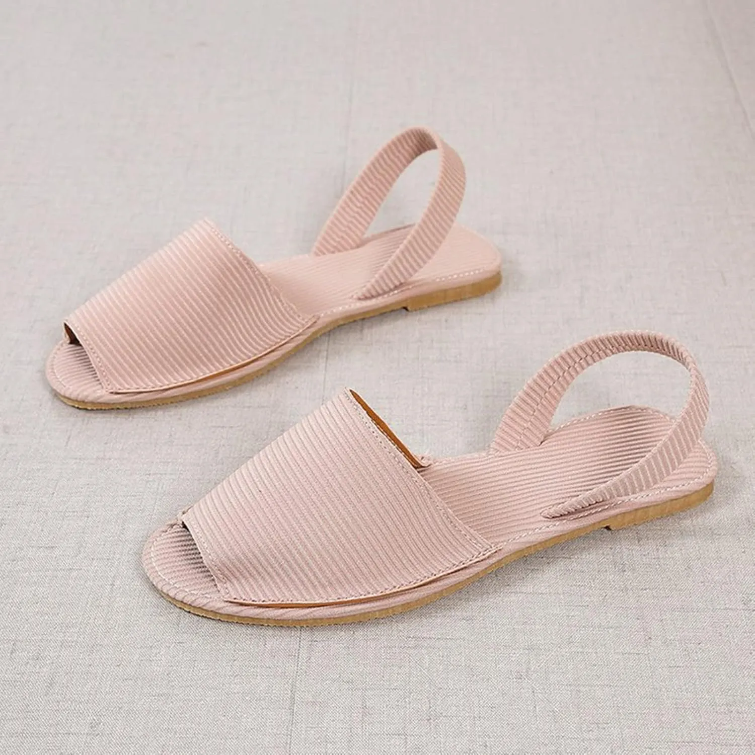 Sandals Slip On Trendy Sexy Sandals for Women Flat Open toe Slingback Casual Falt Slide Stripes Women Flat Sandals