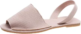 Sandals Slip On Trendy Sexy Sandals for Women Flat Open toe Slingback Casual Falt Slide Stripes Women Flat Sandals
