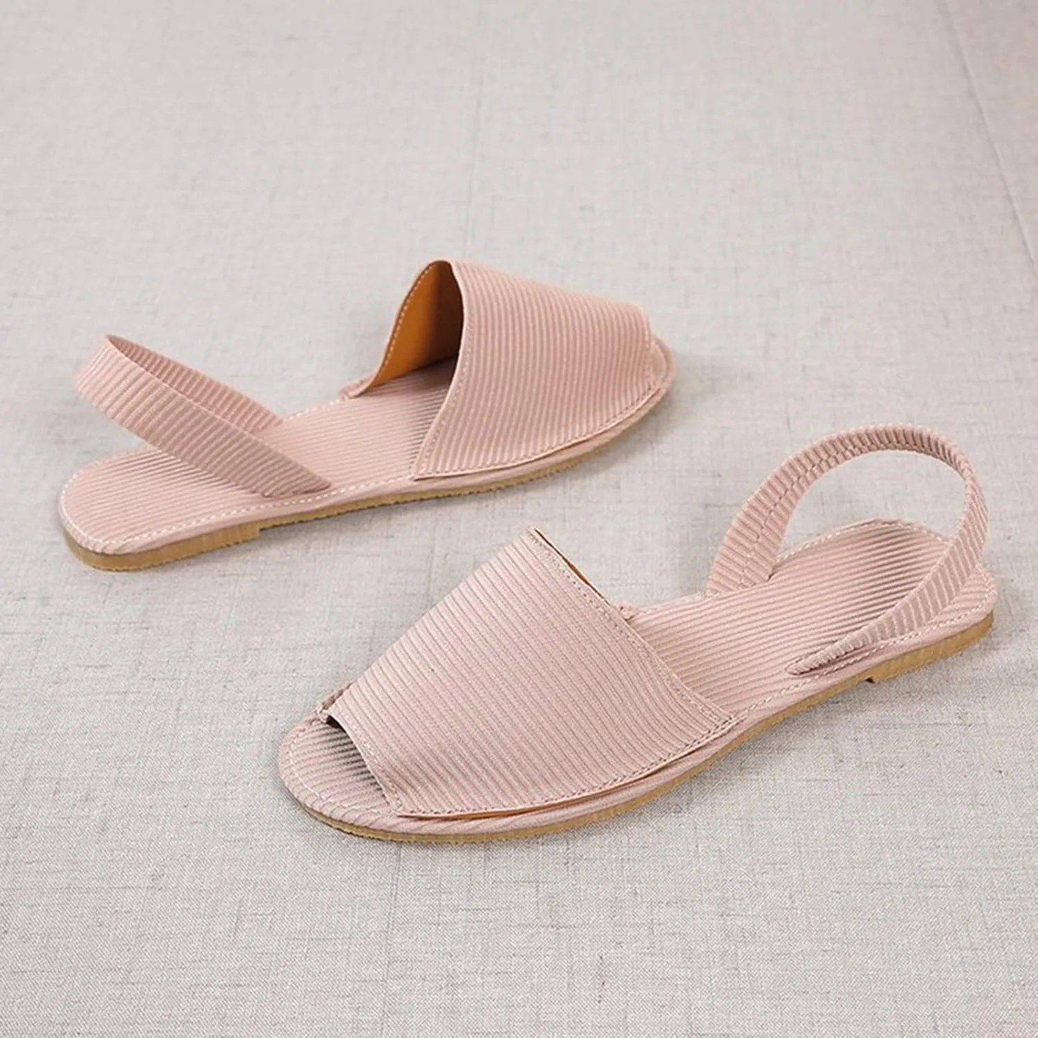 Sandals Slip On Trendy Sexy Sandals for Women Flat Open toe Slingback Casual Falt Slide Stripes Women Flat Sandals