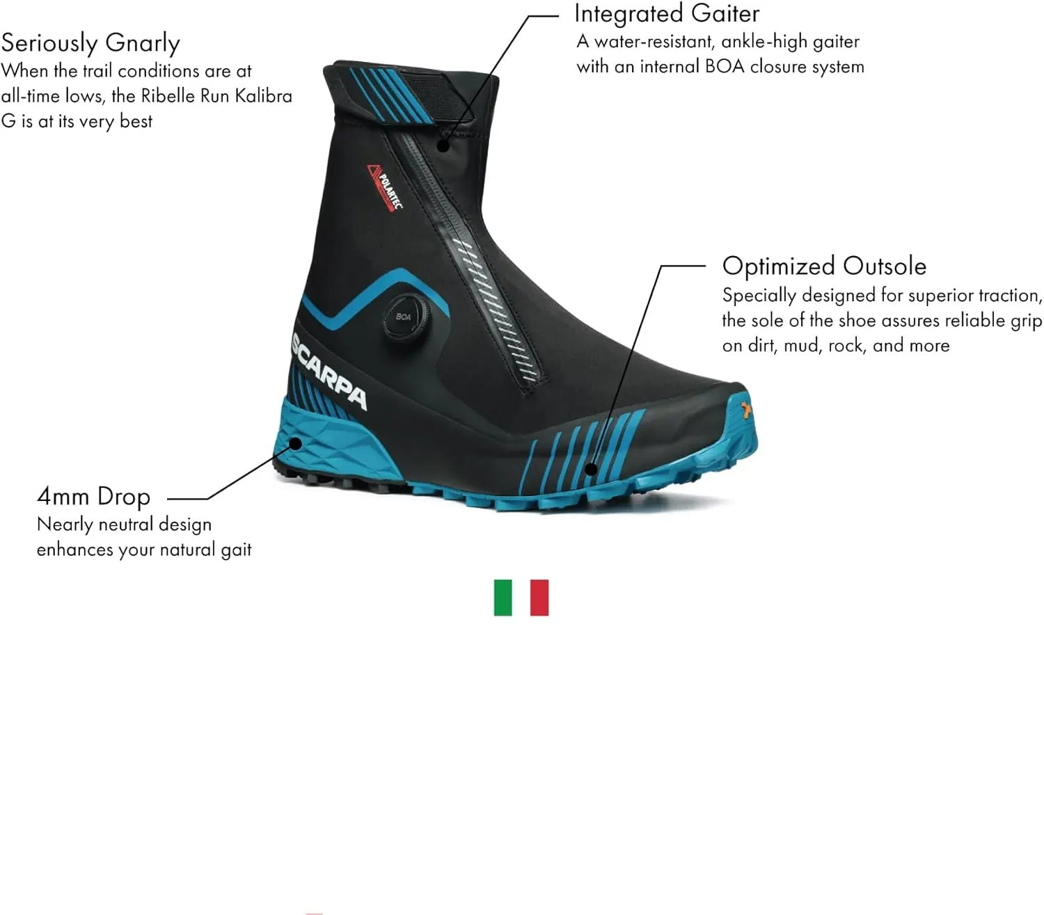 Scarpa Ribelle Run Kalibra G Water-Resistant Trail Shoes with Gaiter for Trail Running and Hiking