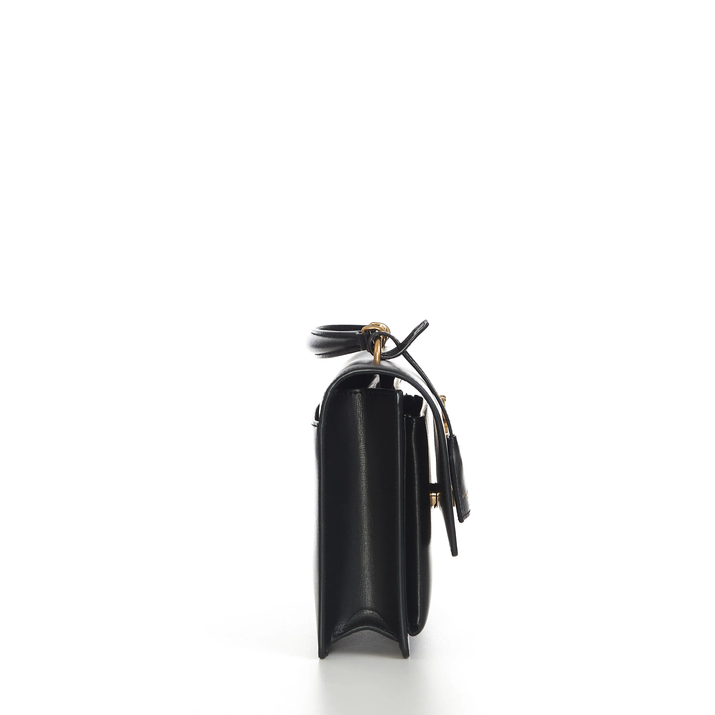 Sunset Medium Top Handle Bag In Black Smooth Leather