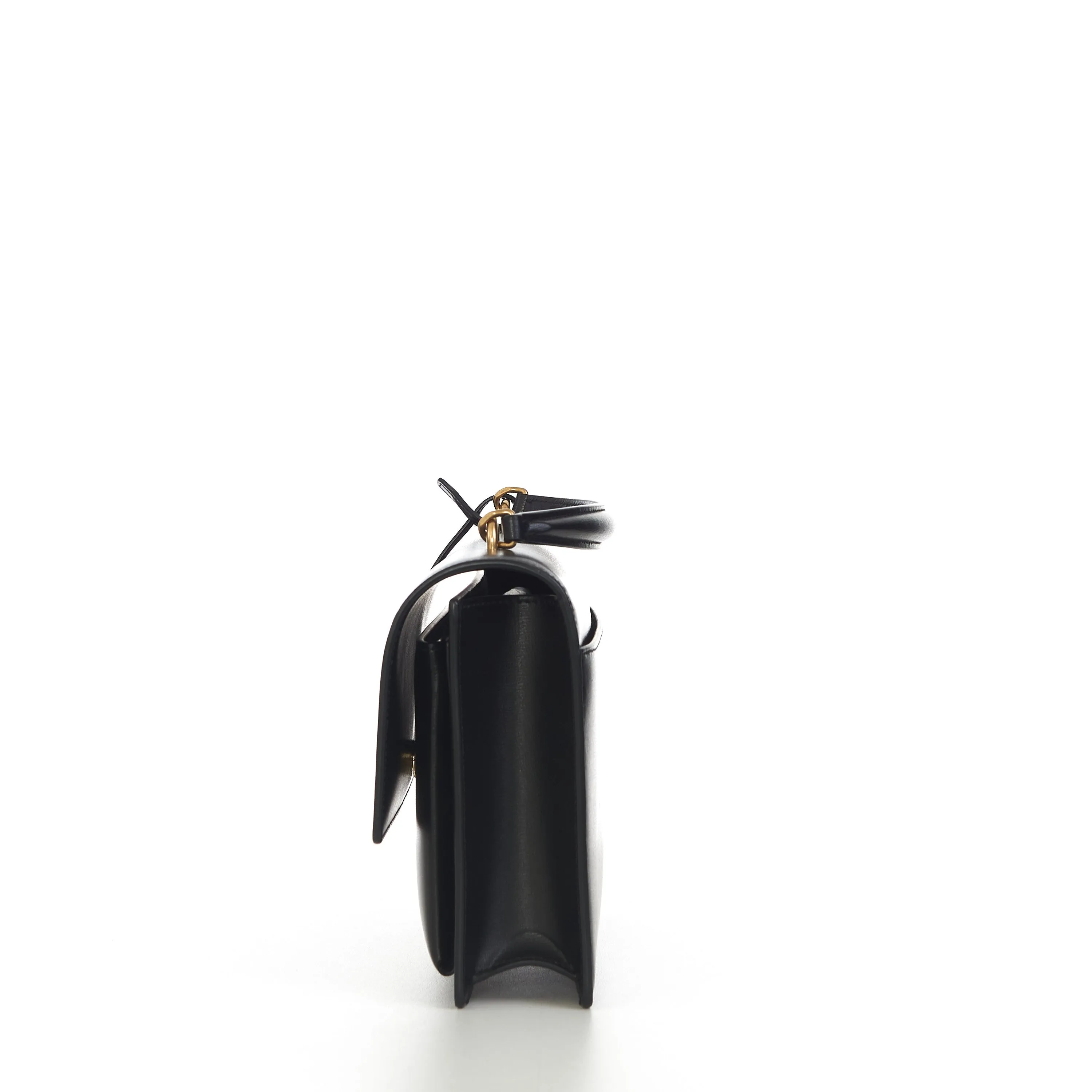 Sunset Medium Top Handle Bag In Black Smooth Leather