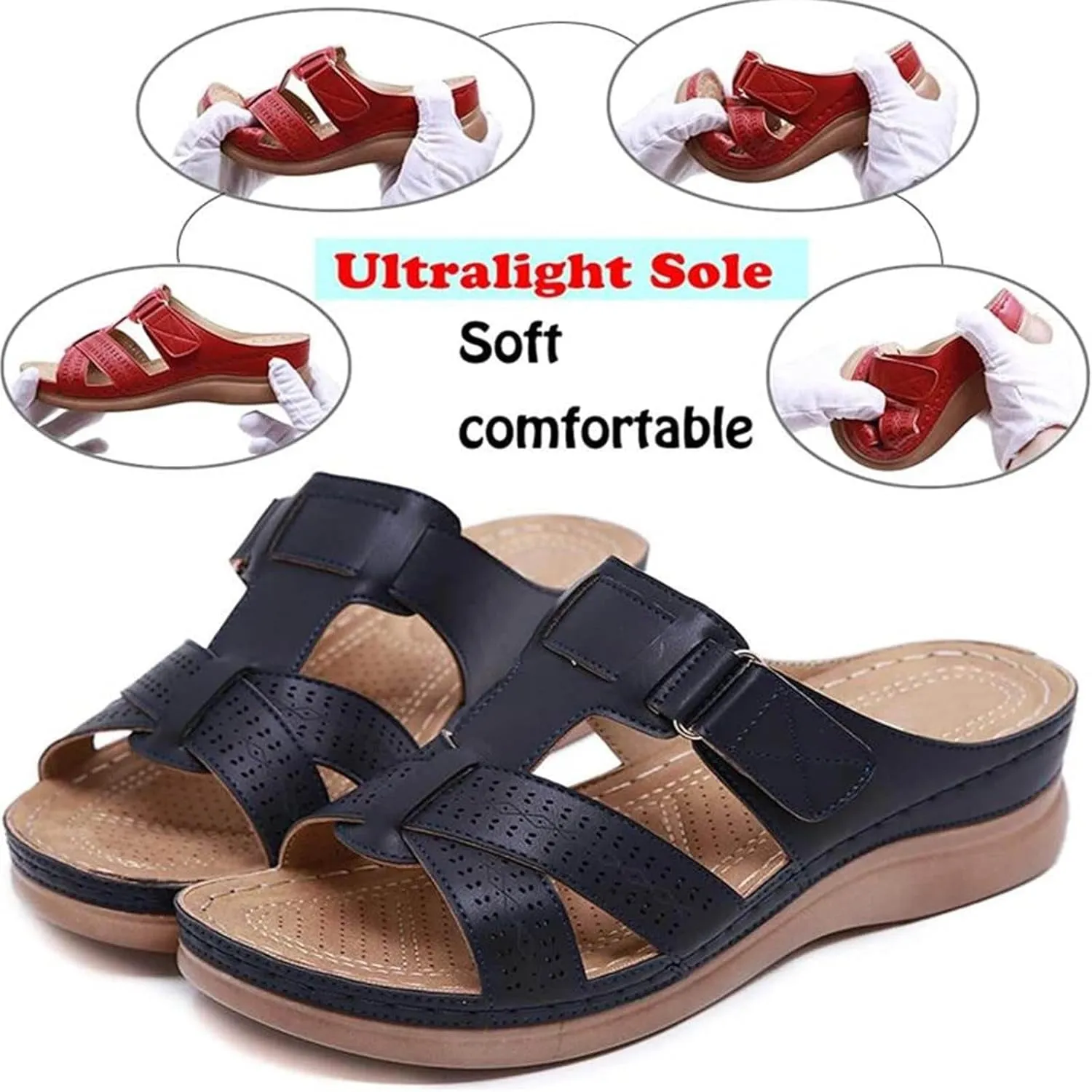 Walking Sandals Women Comfort Orthopedic Sandals Arch Support Summer Flip Flops Wedge Sandals Beach Vacation Sandals