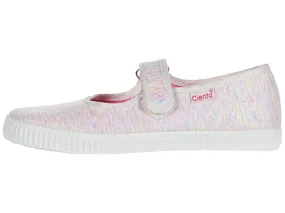 White Multi sparkle metallic mary jane