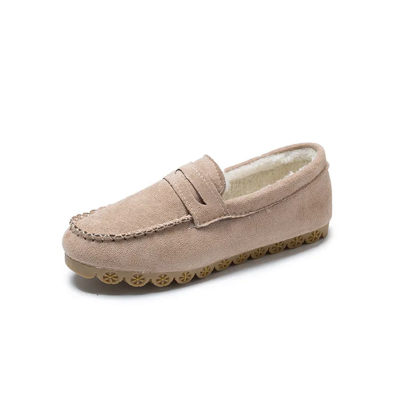 Winter beef tendon velvet flat loafers