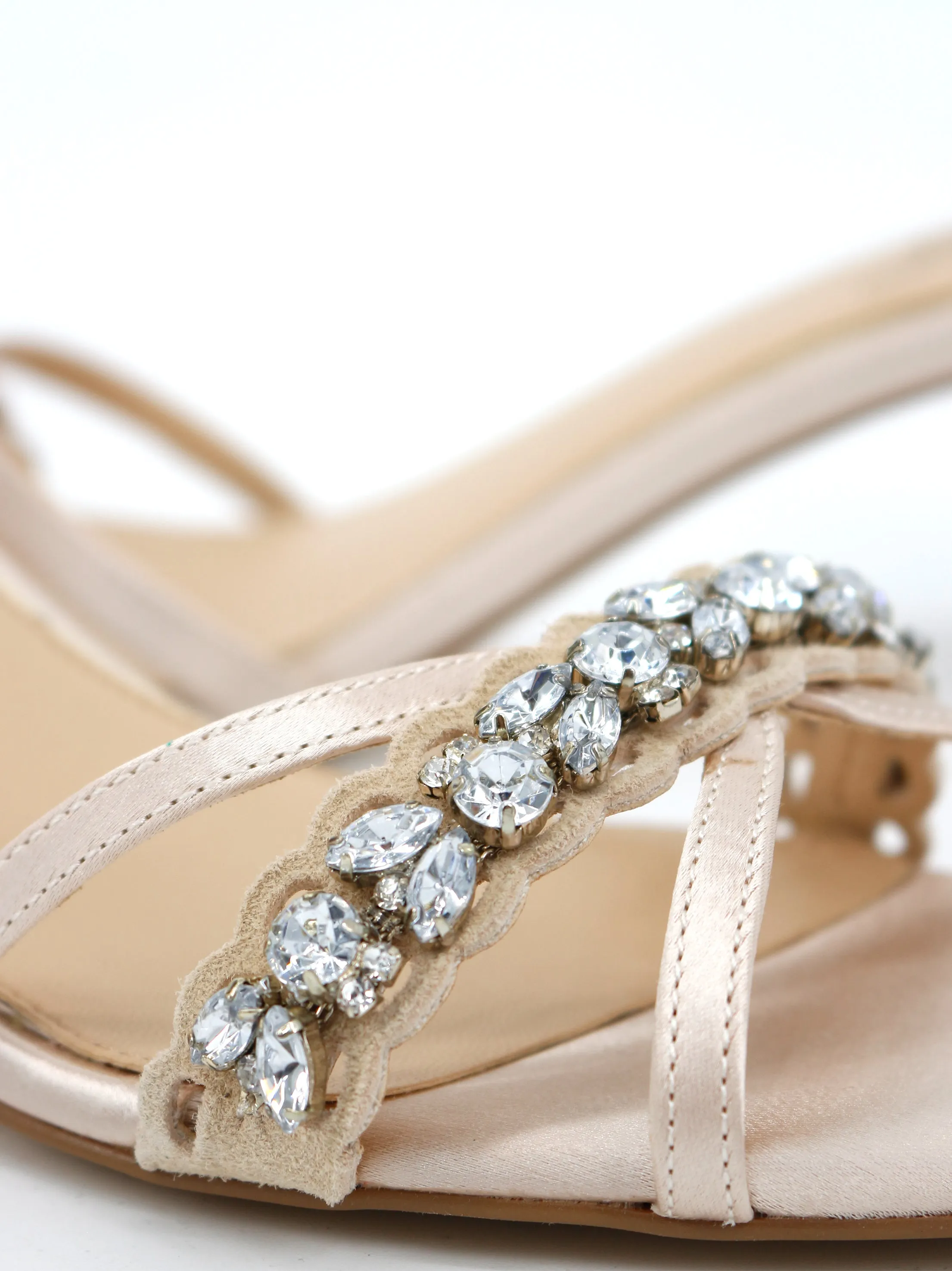 Women's Block Heel Sequined Sandals,Beige