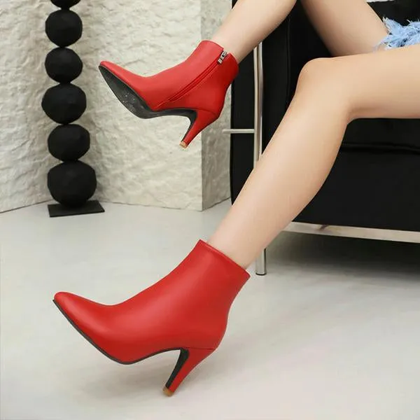 Women's Casual Simple Stiletto Pointed Toe Boots 97665002S