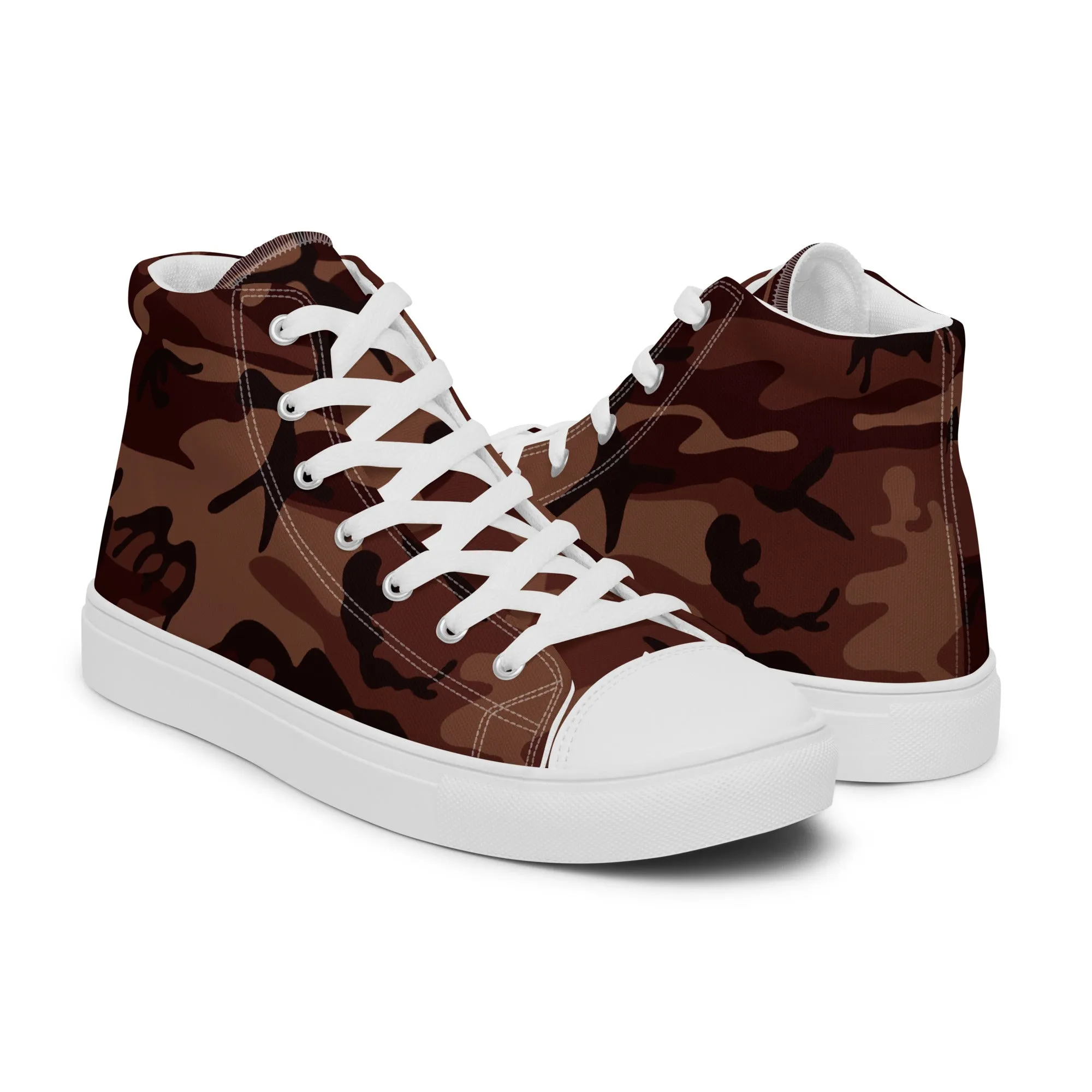 Women’s high top canvas shoes Camo Burgundy
