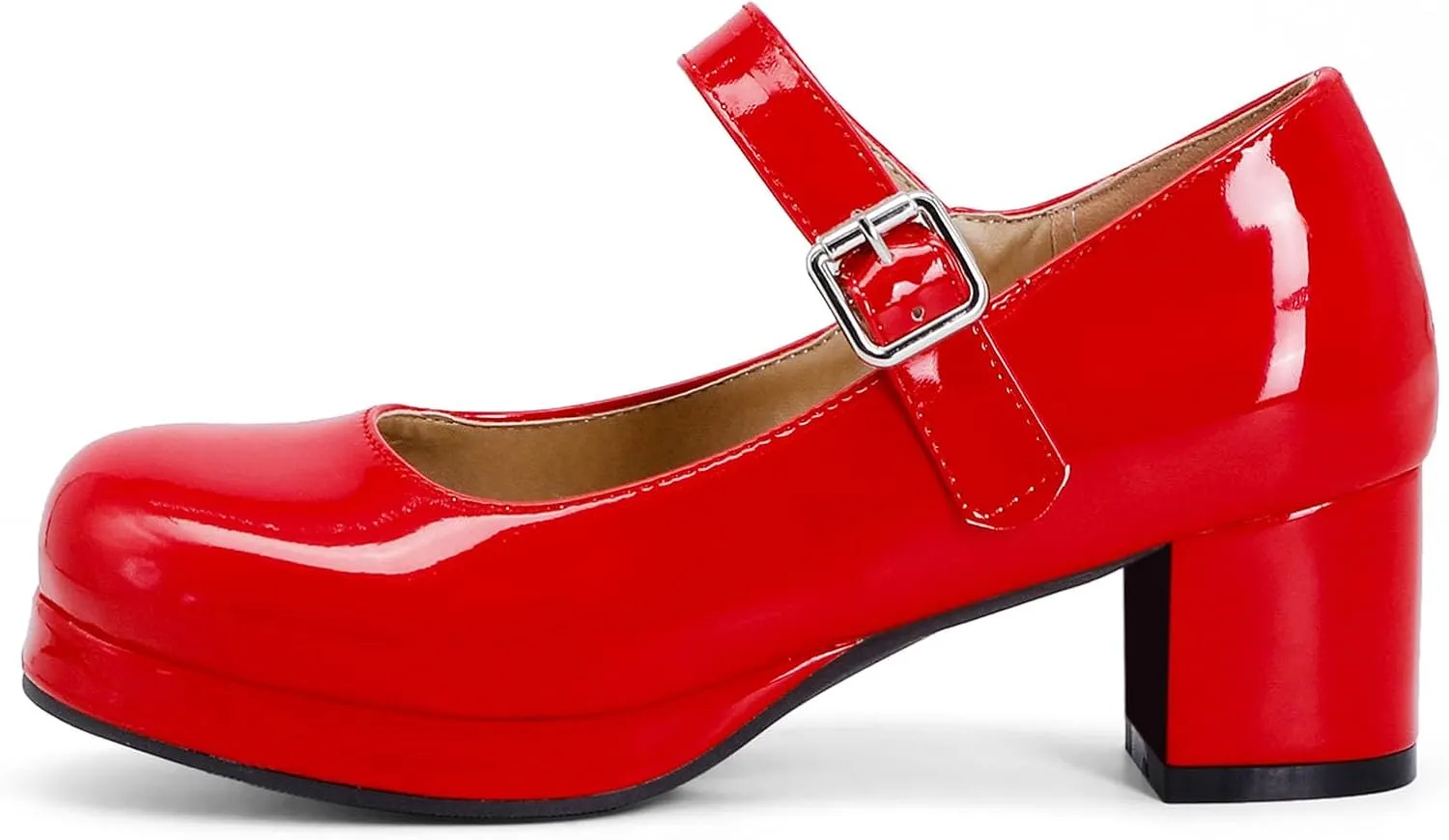 Womens Lolita Shoes Patent Leather Mary Jane Platform Chunky Heeled Pumps