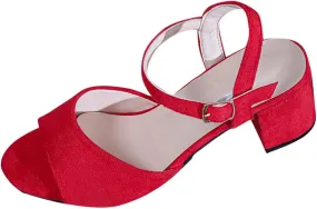 Women's Low Block Heels for Women Fishmouth Ankle Strap Chunky Heel Sandals Satin Ballroom Latin Salsa Dance Shoes